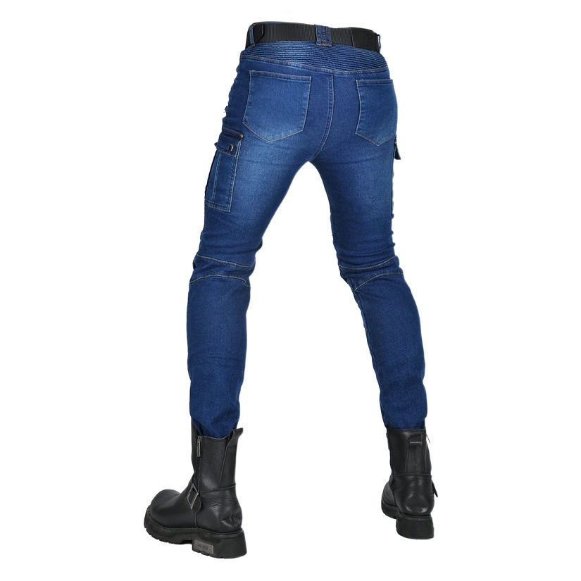 Pantalones vaqueros de la motocicleta de los hombres y de las mujeres de cuatro estaciones casual stretch pantalones de montar retro slim fit motocicleta off-road pantalones resistentes a la caída