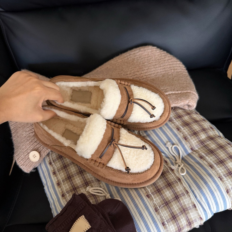 Henan Sangpo snow boots 2026 new style slip-on shallow-toe Zola loafers warm and comfortable retro lazy shoes