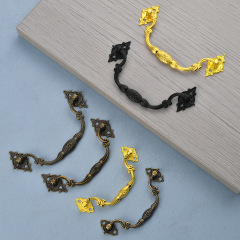 Three slim, antique-style, eight-star alloy handles for jewelry boxes, retro handles for wooden boxes, wine box handles