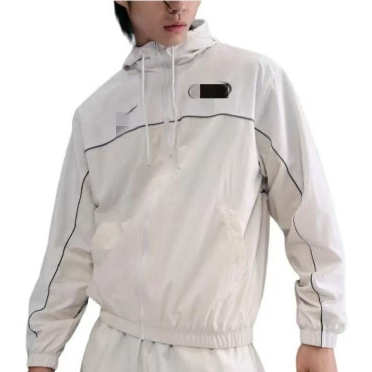 2026 Spring Men's Thin Windbreaker Jacket with Embroidered Hook, Trendy Loose Fit, Versatile, Windproof, Sun-Protective, Hooded Coat for Women