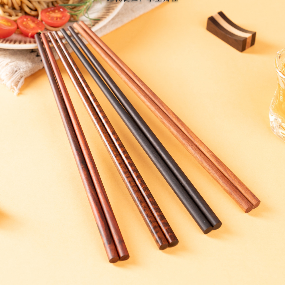 고급 마호가니 젓가락, 뱀무늬 나무, 보라색 백단, 금 실크 난 나무 젓가락, 페인트 없음, 왁스 없음, 미끄럼 방지, 내구성이 뛰어난 단단한 나무 식기