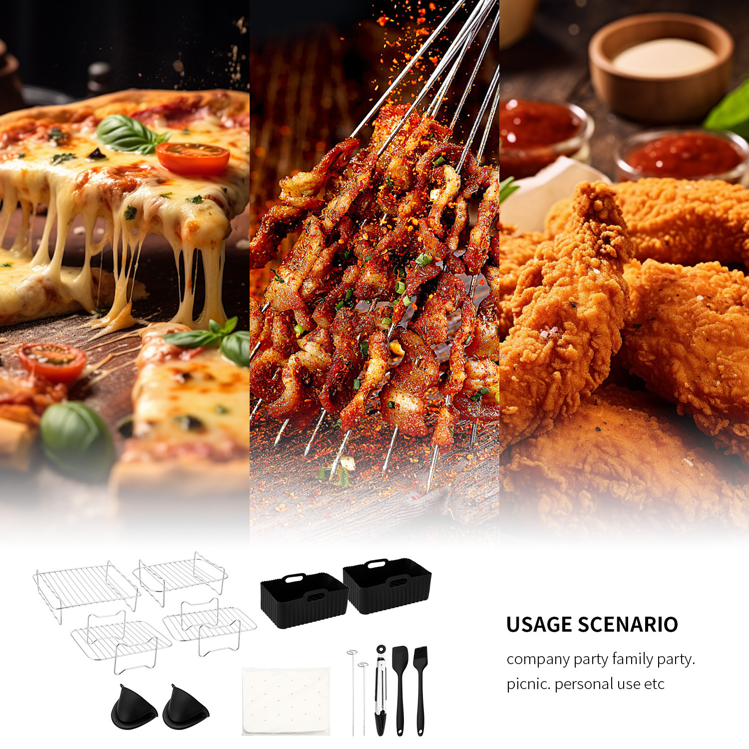 Accesorios de freidora de aire de explosión transfronteriza adecuados para NinjaFoodi serie de doble olla de parrilla de acero inoxidable