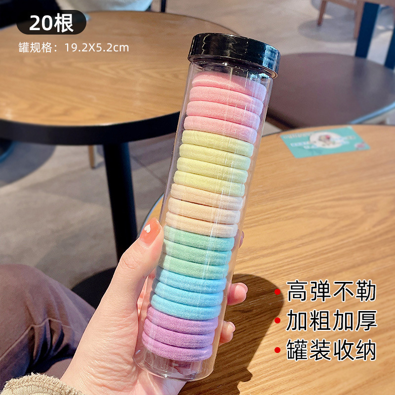 20 toalla enlatada banda de pelo alto elástico cuerda de cabeza sin costura moda banda de goma negra Shixi Cola de Caballo cuerda de pelo estilo coreano