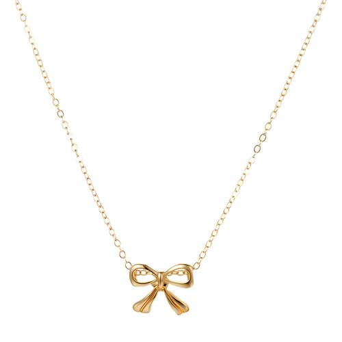 New European and American Cross-border Cute and Creative Bow Necklace, Sweet and Fashionable Women's Simple Pendant Wholesale