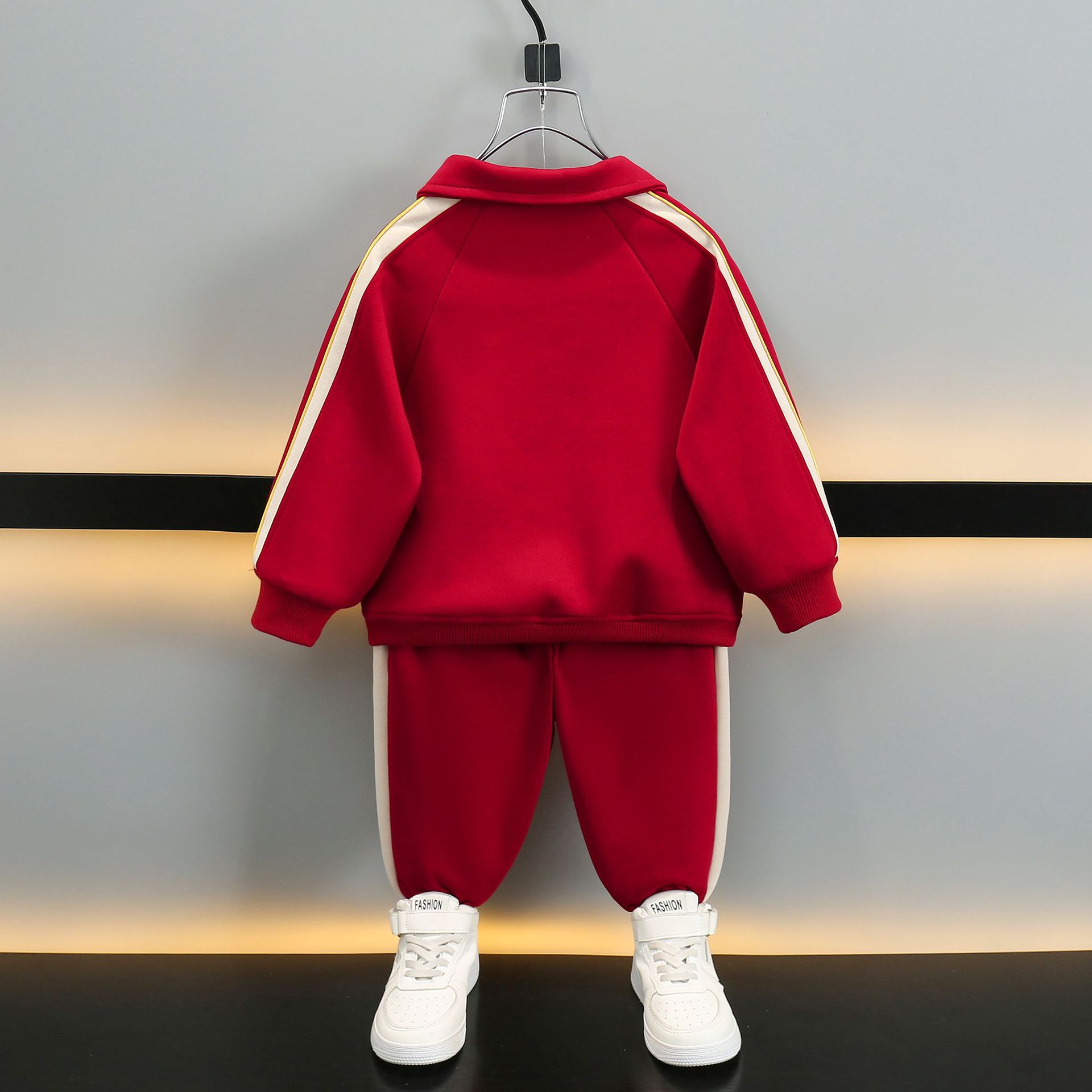 7080 traje de suéter para niños, primavera para niños pequeños y medianos, camisa POLO con estampado de oso, traje de dos piezas para deportes de primavera y otoño para niños