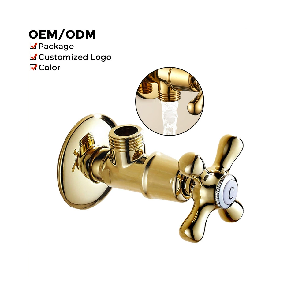 Универсальный угловой клапан для горячей и холодной воды в европейском ретро-стиле с ручкой в форме цветка сливы, полностью медный угловой клапан