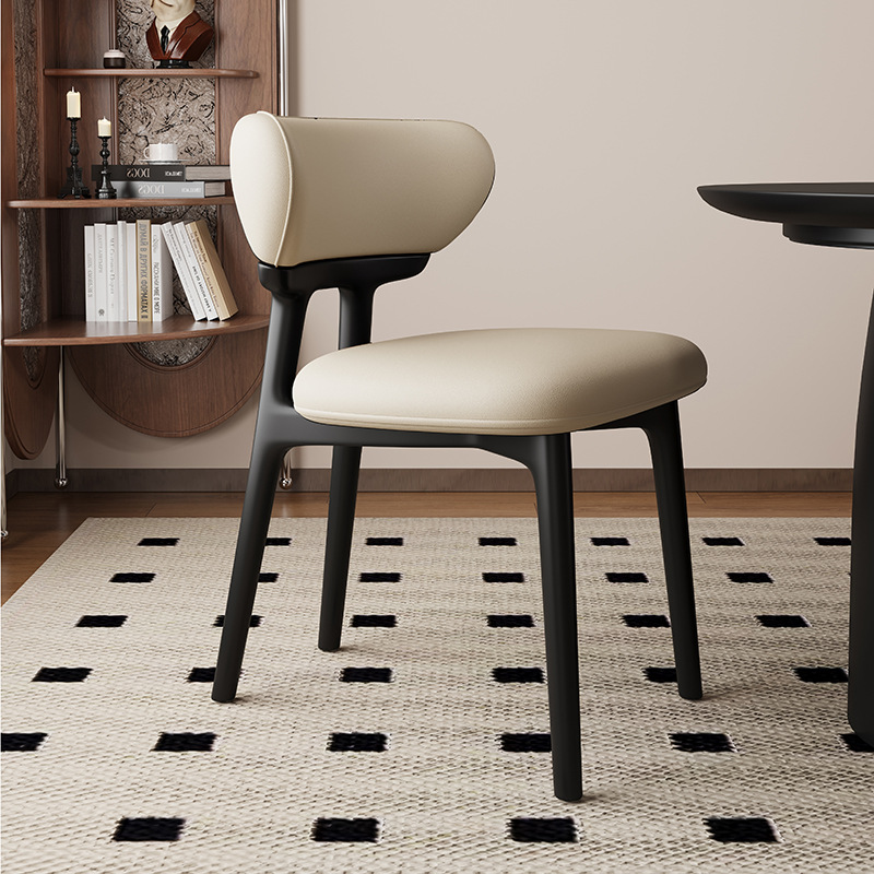 Silla de comedor de madera maciza nórdica, restaurante doméstico, silla trasera de cuero de microfibra, tela de lino y algodón, mesa y silla de comedor de hotel de alta gama