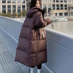 棉服女2025新款冬装韩版宽松时尚长款棉衣加大棉袄连帽加厚面包服