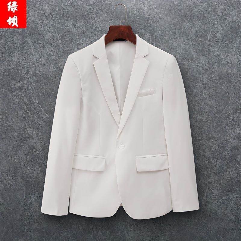 All-match New Coat Casual Single Suit Spring and Autumn Jacket One Single-breasted Men's plus size White Suit for Men