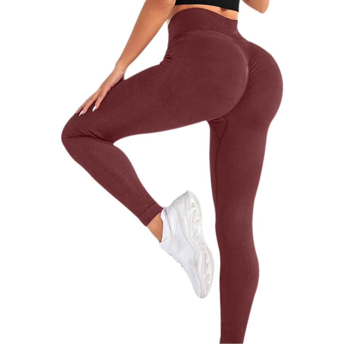 Europa y América Cruz cintura elástica melocotón cadera fitness pantalones cadera elevación cintura alta sin costuras yoga pantalones apretados Pantalones deportivos de yoga
