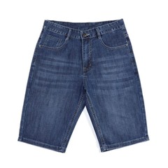 デニムショートパンツ夏男ゆるいストレートビジネス中年品質男性パンツ薄いサイズ弾力五分ズボン