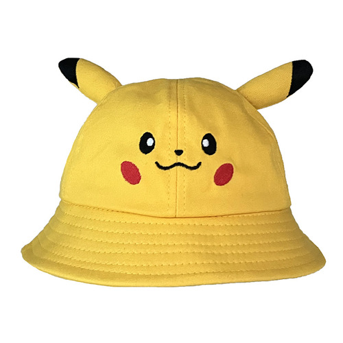 Children and Adults Cartoon Fisherman Hat Pet Pokémon Sun Hat Pikachu 3D Ears Cotton Bucket Hat