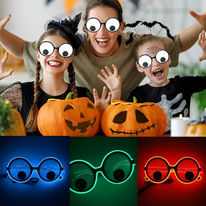 Selfie creativo marco redondo LED puede girar los ojos gafas luminosas extrañas fotos tipo fiesta props de espectáculo image 3
