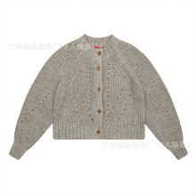 高品质西太后毛衣土星刺绣复古镂空重磅粗线灯笼袖保暖针织开衫女