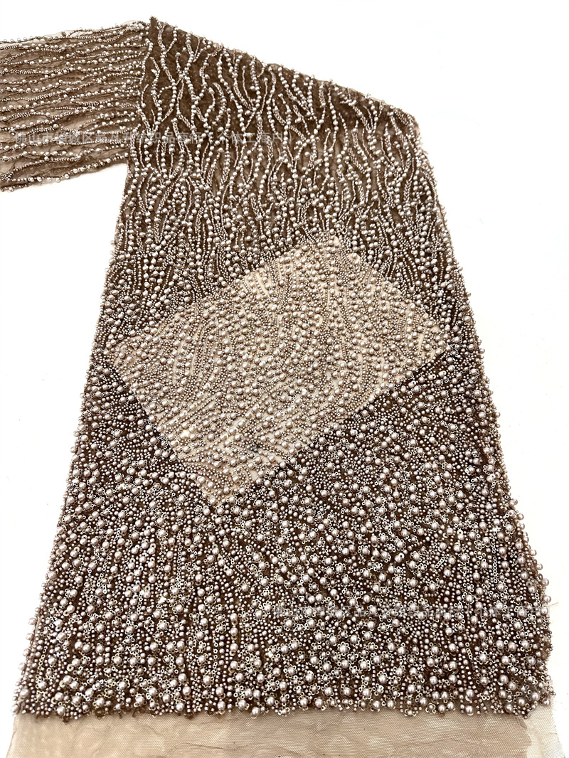 Industria pesada de moda Gao Ding vestido de boda tela tubo de perlas bordado vidrio de bolsas de perlas de comercio exterior transfronterizo LACE
