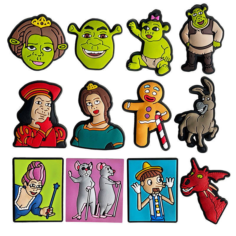 Cross-border e-commerce shoes accessories PVC cartoon monster Shrek series hole shoes shoes buckle shoes accessories