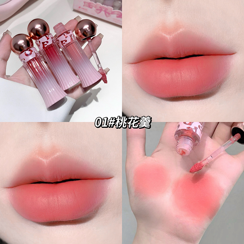 Gegebear, suave, polvo labial, niebla, terciopelo mate, no es fácil de tocar, maquillaje, lápiz labial blanqueador, cosméticos