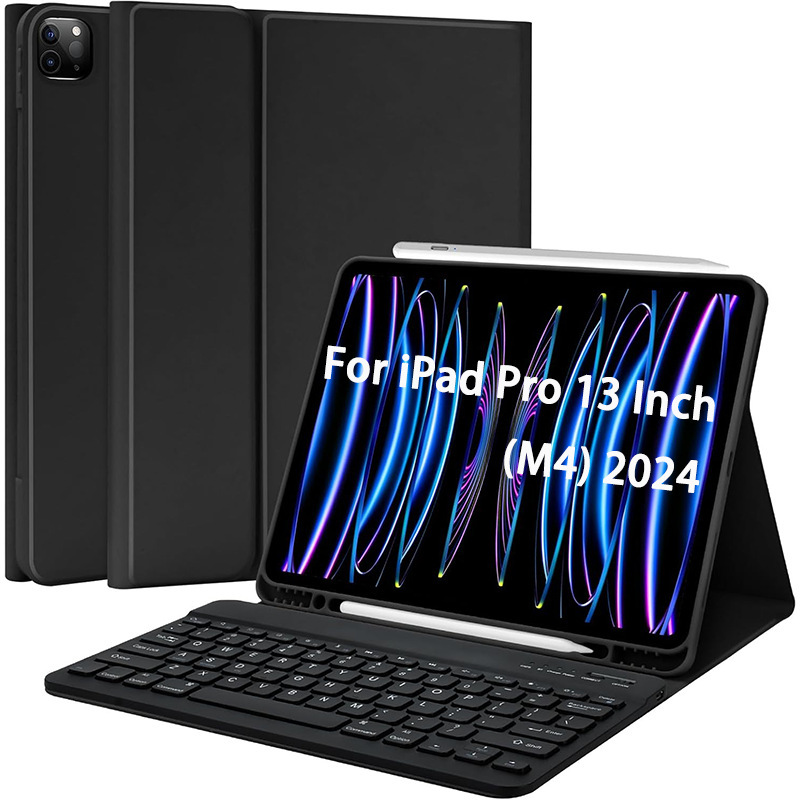 For 2024 iPad Tablet Pro13-inch Protective Case Detachable Wireless Bluetooth Keyboard Leather Case with Pen Slot