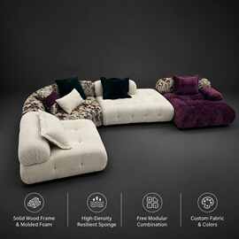 意大利极简拼色布艺云母模块组合沙发小户型变色龙网红沙发sofa