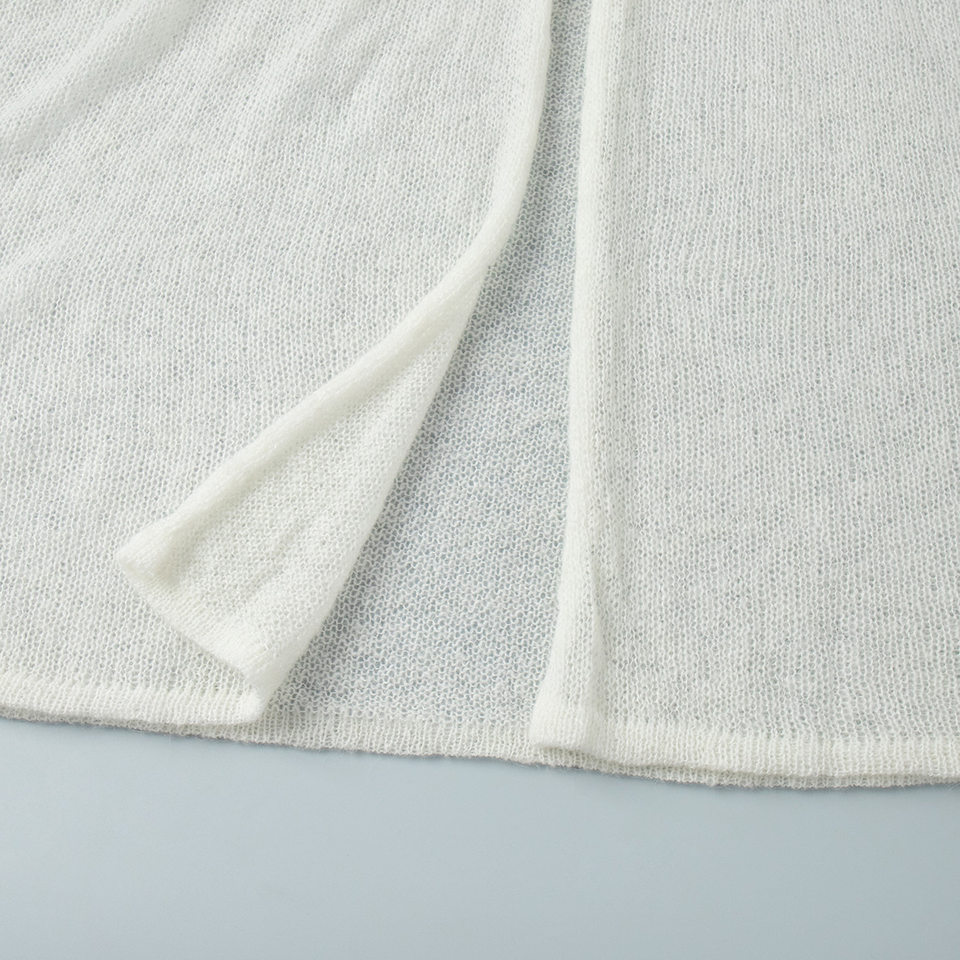 Bộ đầm dệt kim hai mảnh nữ gồm áo cardigan dài tay và đầm liền thân dáng dài — trắng, tím chi tiết 29