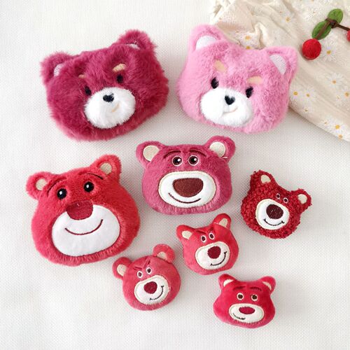Red Color DIY Plush Strawberry Bear Mascot Scarf Slippers Accessory Decor Small Bear Brooch Headband Ornament