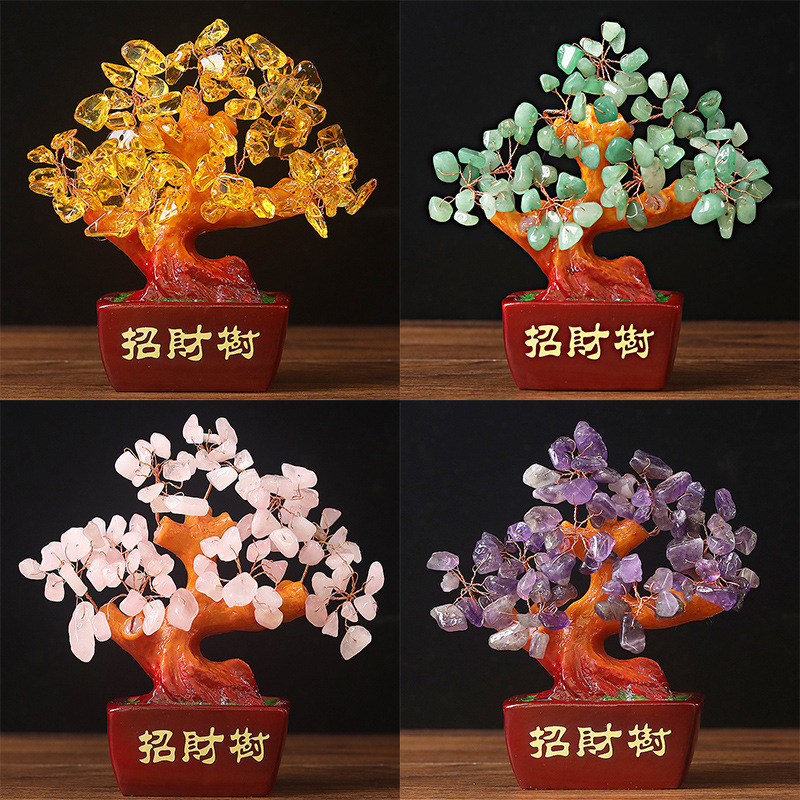 Citrine Wealth Tree Ornaments Car Living Room Wine Cabinet Wealth Tree Small Decorations Home Creative Crafts Shake Money