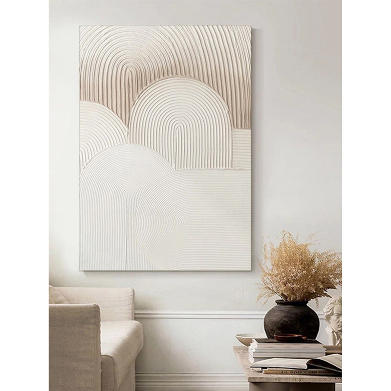 Modern Minimalist Porch White Living Room Sofa Background Wall Cream Style Vertical Version Frameless Minimalist Decorative Hanging Painting