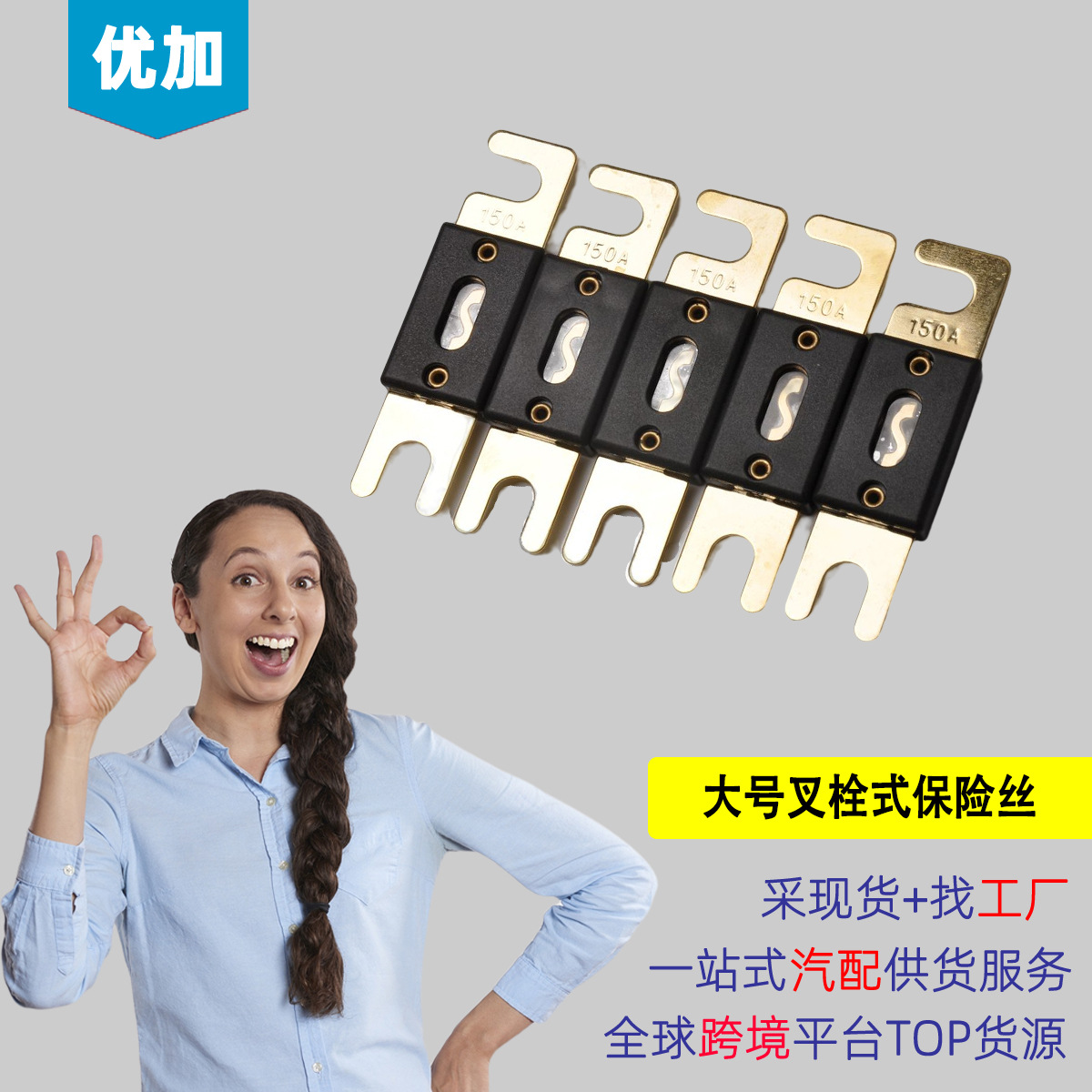 一件代发 5只装-150A ANL大号叉栓式保险丝镀金 保险丝 熔断器