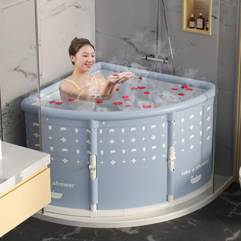 Folding Fan-Shaped Bath Bucket for Adults, Household Bath Bucket, Triangular Corner Bathtub, Special for Adult Shower Rooms