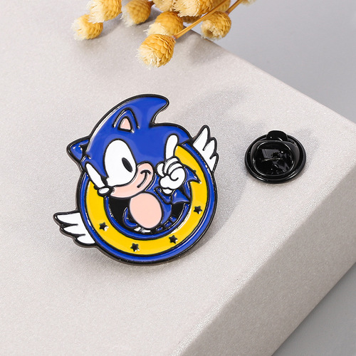 Cross-border game anime Sonic the Hedgehog Sonic brooch cartoon enamel pin backpack clothing accessories
