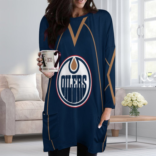 Bd 2025 Autumn/Winter Cross-Border Casual Urban Pullover Crewneck Loose Pocket-Style T-Shirt for Women Long Style