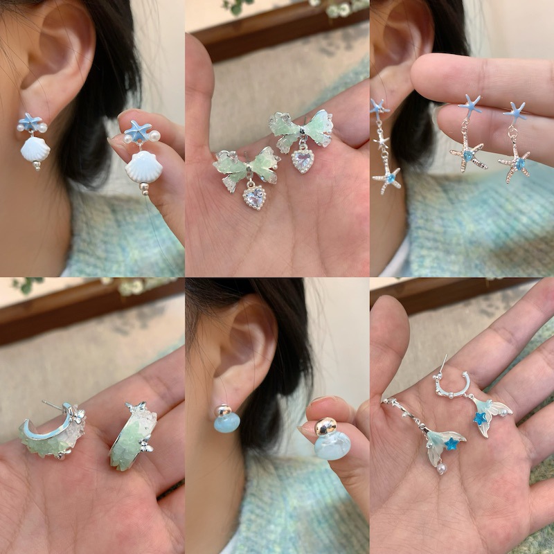 Mint marine green fresh design earrings