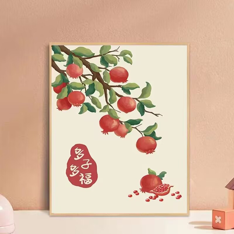 Caqui pintura simple pintura decorativa pintura china todo va bien bricolaje pintura al óleo digital pintado a mano pintura al óleo de relleno estilo chino