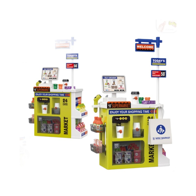 Transfronterizos niños simulación de agua supermercado mesa de venta bolsa de compras conjunto de escaneo tarjeta deslizante caja registradora juguetes de supermercado