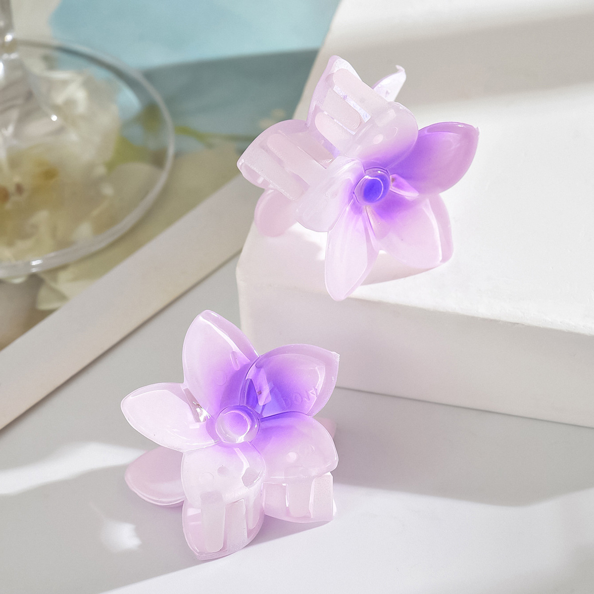 Horquilla de flor, color de flor puntiaguda, media corbata de tamaño mediano, agarre de pelo, pinza de cola de caballo alta, horquilla dulce esmerilada, hembra 4cm