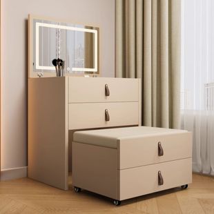 Solid Wood Dressing Table Bedroom Home Dressing Table Bedside Table Integrated Small Flip Dressing Table Stool Cupboard Storage Cabinet