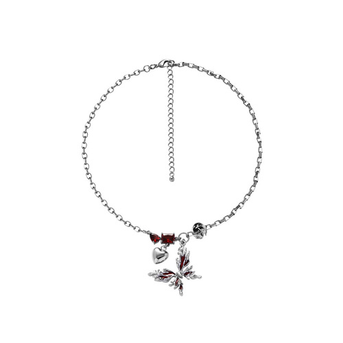 Original Red Butterfly Necklace Wholesale Unique Design High-end Pendant Luxurious Clavicle Chain Chinese Style Sweater Chain