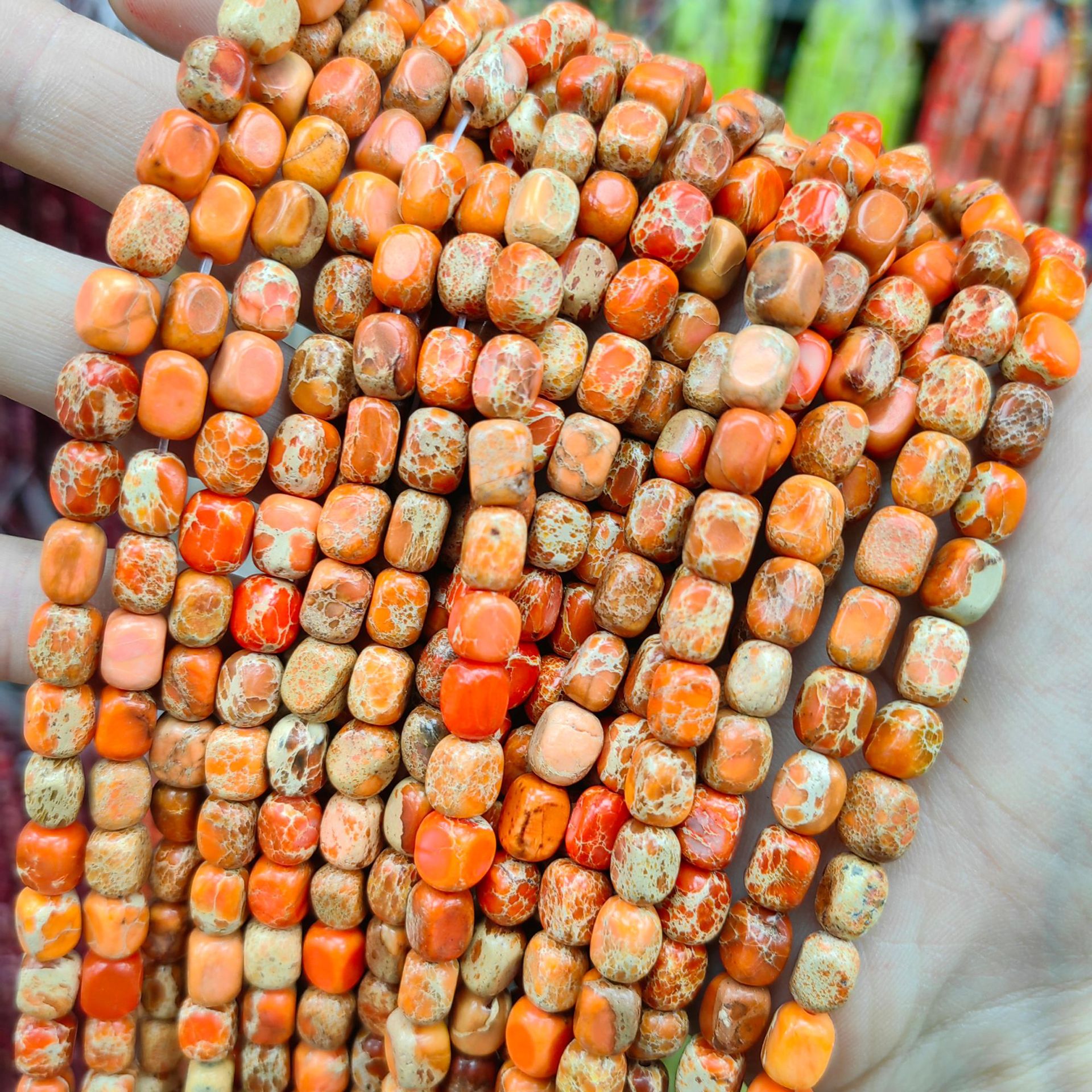 Ventas transfronterizas calientes de piedra imperial natural 5mm * 7mm con forma cuadrada multicolor perlas dispersas productos semiacabados joyas diy