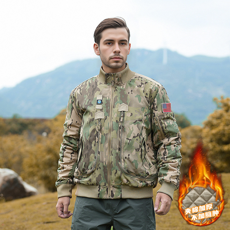 Camuflaje de algodón de invierno chaqueta táctica al aire libre suelta chaqueta militar a prueba de frío chaqueta de béisbol