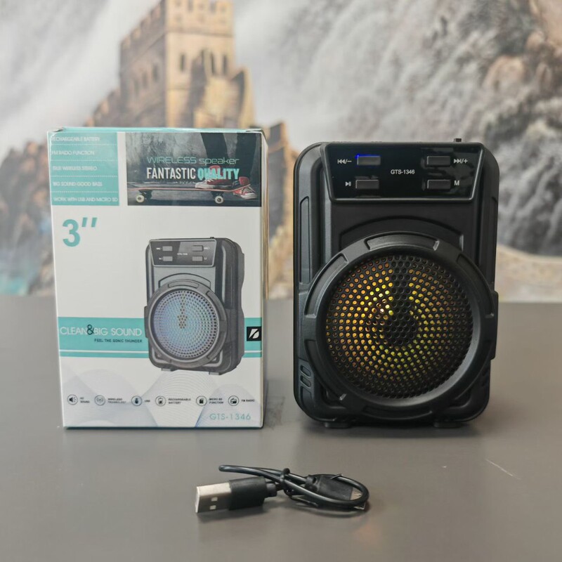Factory Direct Sales Wholesale Series Gts-1346 Outdoor Portable 3inch Colorful Lights Bluetooth Speaker Bluetooth Broadcast