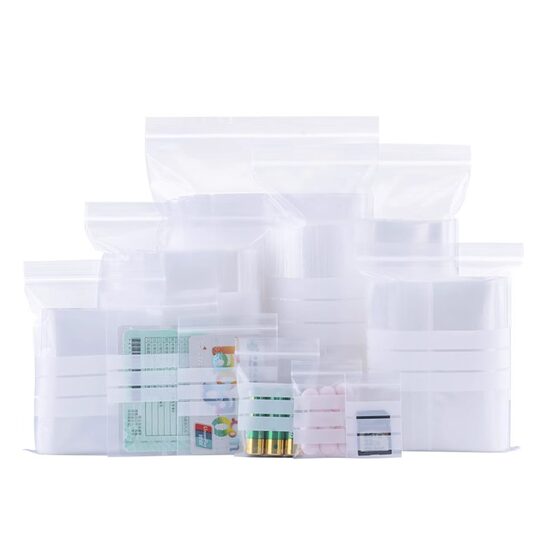 Writable self-sealing bag transparent thickened sample classification storage bag food grade pe sealed mouth medicine packaging bag