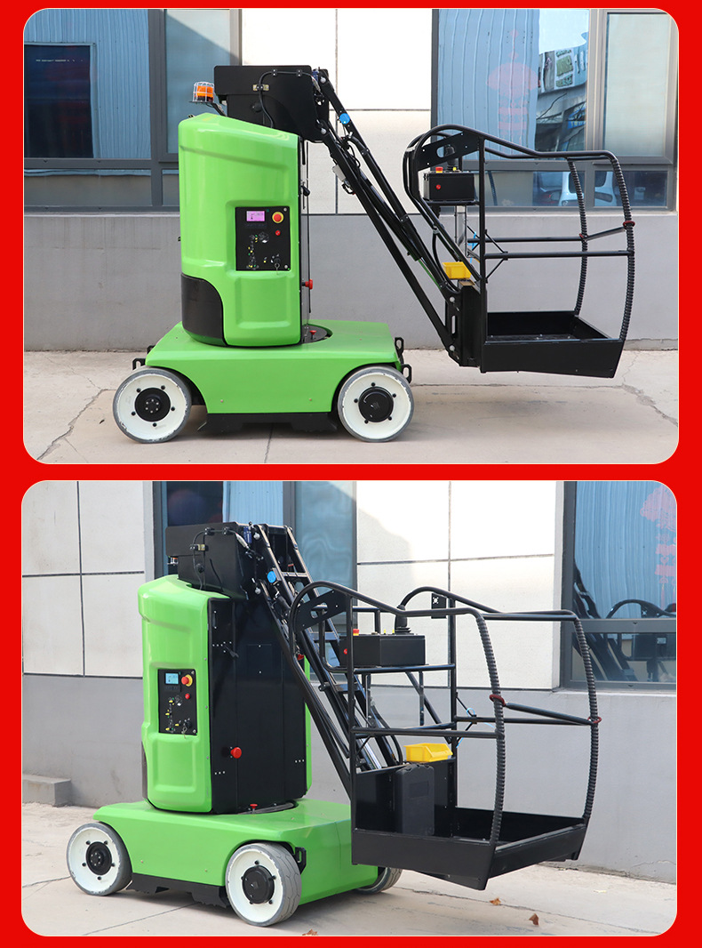 Small Electric Self-Propelled Articulated Arm Lift Vehicle Can Fit into Narrow Spaces 345 ° Rotating Sleeve-Type Curved Arm Lift