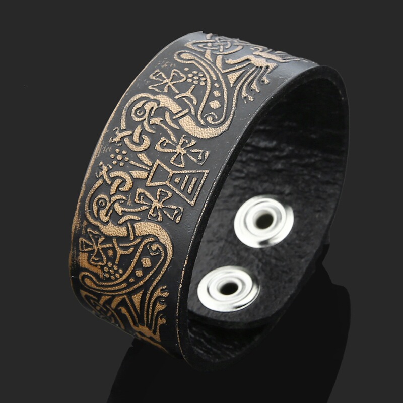 2021 New Dawapara Punk Fashion Handmade Vintage Viking Charm Genuine Leather Bracelet Men's Accessory 2021 New Dawapara Punk Fashion Handmade Vintage Viking Charm Genuine Leather Bracelet Men's Accessory