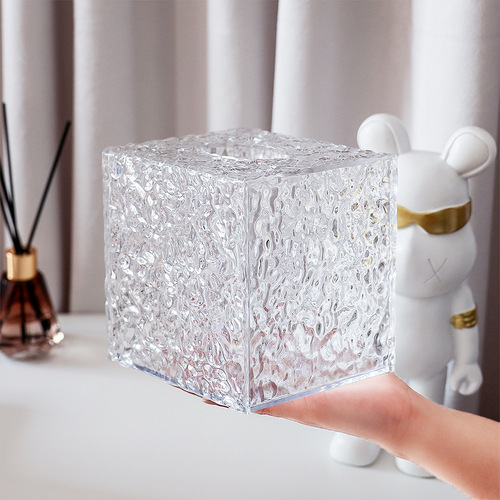 High-end desktop tissue box, wave pattern tissue box, transparent bathroom toilet paper storage box, wall-mountable