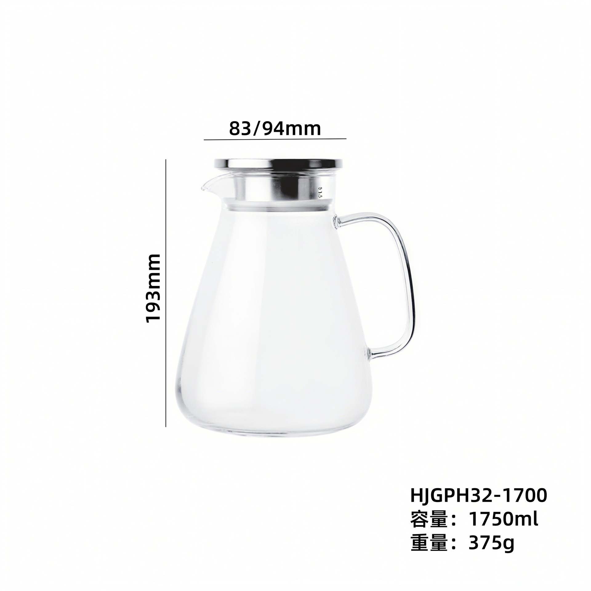 Europa de alta borosilicona resistente al calor tetera de agua caliente doméstica tetera de agua fría de vidrio tetera de té de gran capacidad fría tetera de jugo de fruta abierta