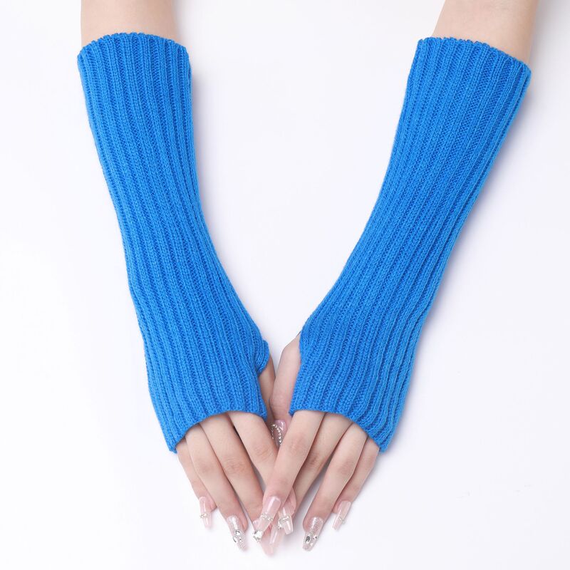 30 long striped gloves new cross-border autumn and winter wool sleeves men and women long knitted warm open finger fake sleeves