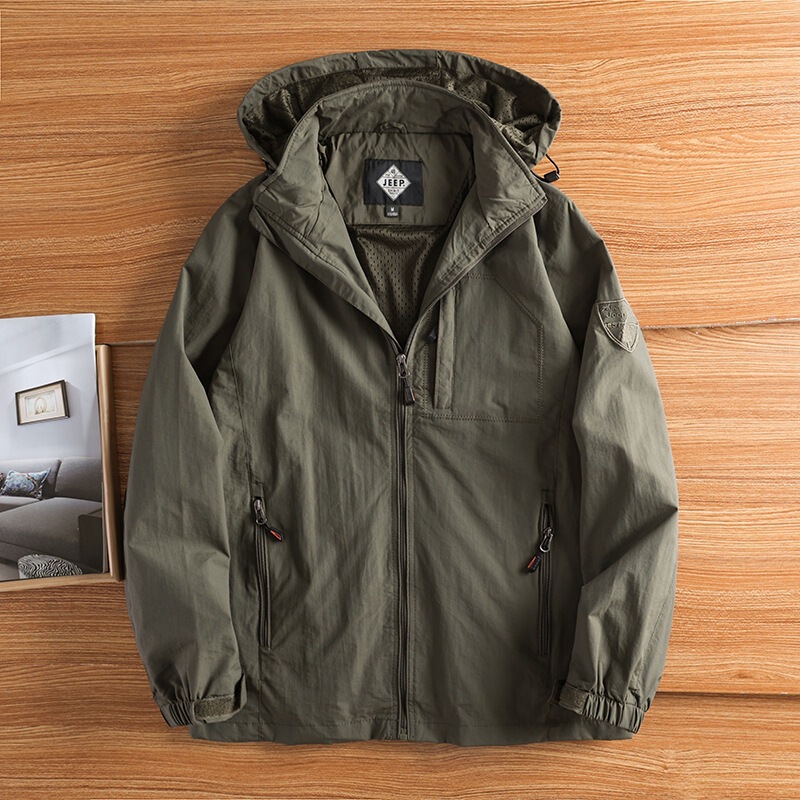 Professional Loose-Fitting Three-Proof Technology Hooded Windproof Jacket for Men, Outdoor Casual Spring and Autumn Jacket