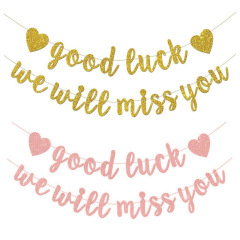 Good luck we will miss youあなたの幸運を祈って退職パーティー装飾金粉アルファベット紙拉旗