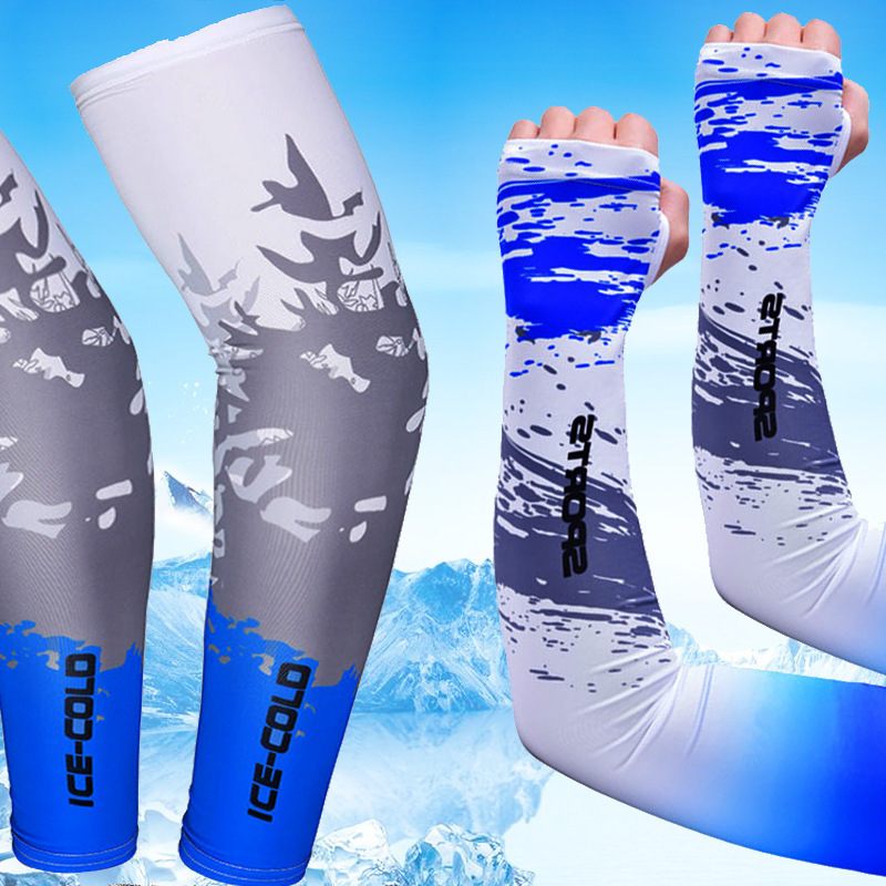 Manga de hielo de los hombres de verano deportes al aire libre ovisleeve a prueba de Sol de conducción de las mujeres transpirable delgada manga del brazo de protección solar