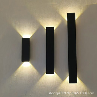 Nordic Minimalist Hotel Villa Courtyard Column Light Long Strip Background Design Square Wall Lamp Waterproof Wall Atmosphere Lamp